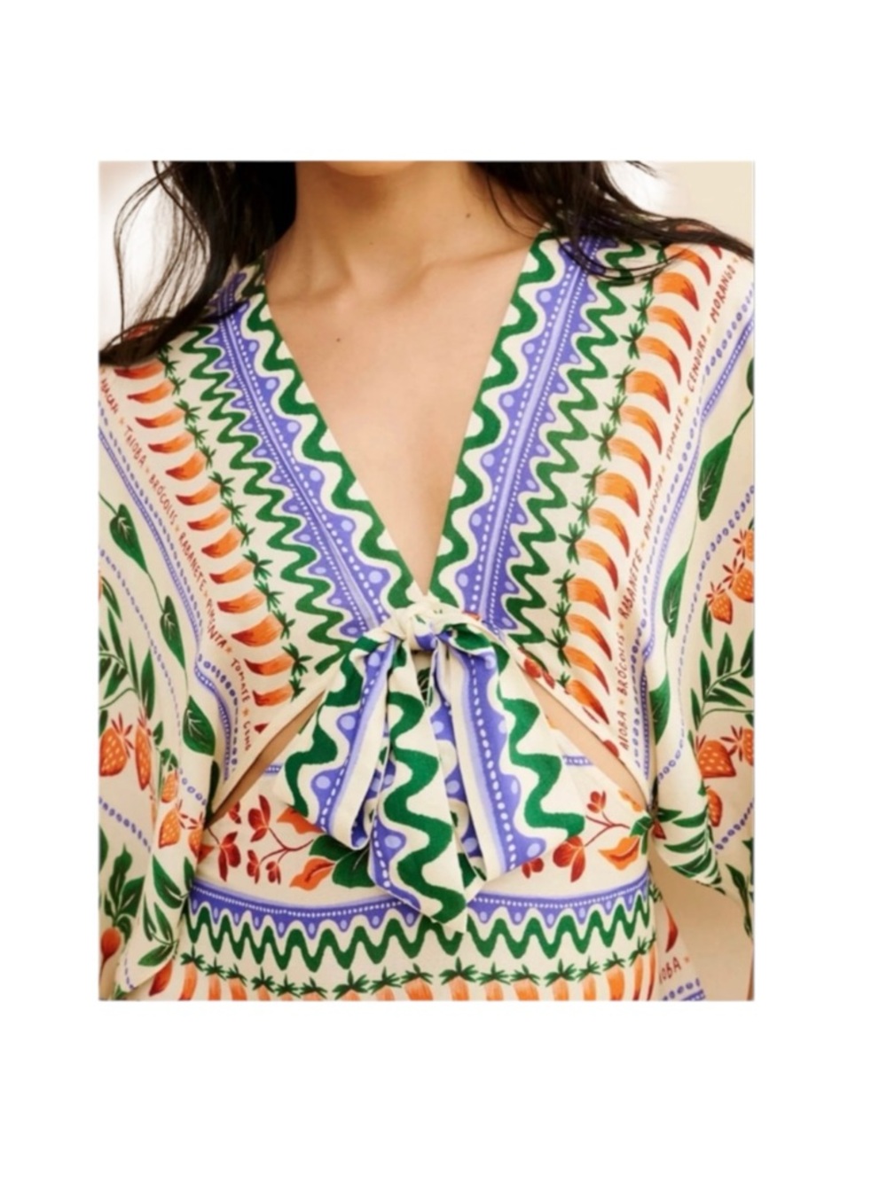 FARM Rio size large v neck kaftan maxi cut out cream dress Anthropologie - Picture 16 of 16